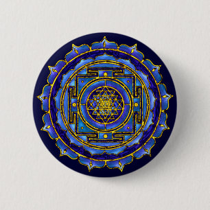 Badge Rond 5 Cm Bouton bleu de Yantra
