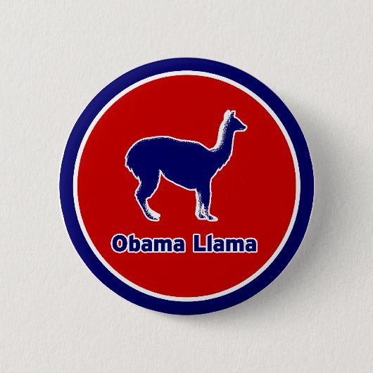 Badge Rond 5 Cm Bouton bleu d'ensemble de lama d'Obama (Devant)
