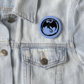 Badge Rond 5 Cm Bouton bleu Dragon noir (En situation)