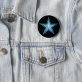 Badge Rond 5 Cm Bouton bleu étoile noir (En situation)