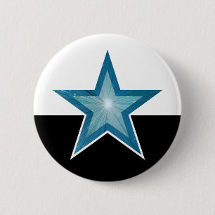 Badge Rond 5 Cm Bouton bleu étoile noir