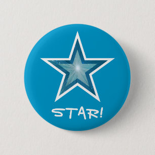 Badge Rond 5 Cm Bouton bleu étoile 'STAR'