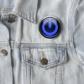 Badge Rond 5 Cm Bouton bleu-foncé de puissance (En situation)