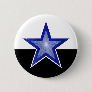 Badge Rond 5 Cm Bouton bleu foncé étoile blanc noir