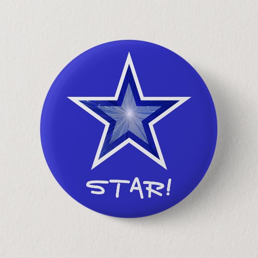 Badge Rond 5 Cm Bouton bleu foncé étoile 'STAR!' bleu (Devant)