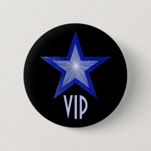 Badge Rond 5 Cm Bouton bleu foncé étoile 'VIP' noir