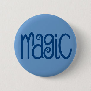 Badge Rond 5 Cm Bouton bleu magique