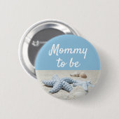 Badge Rond 5 Cm Bouton Bleu maman pour bébé Starfish Shower (Devant & derrière)