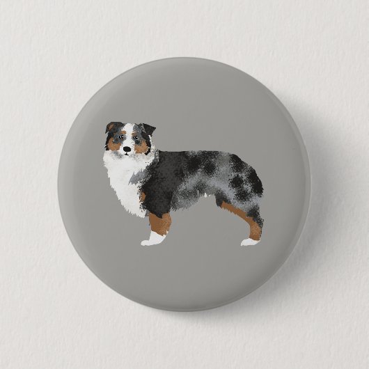 Badge Rond 5 Cm Bouton bleu merle du berger australien (Devant)