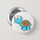 Badge Rond 5 Cm Bouton bleu mignon de tortue (Devant & derrière)