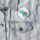 Badge Rond 5 Cm Bouton bleu mignon de tortue (En situation)