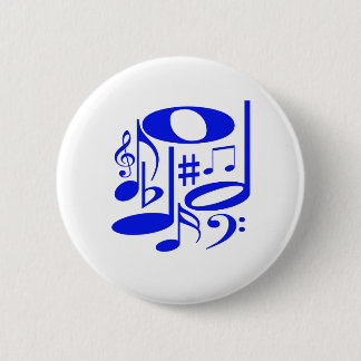 Badge Rond 5 Cm Bouton Bleu Musical