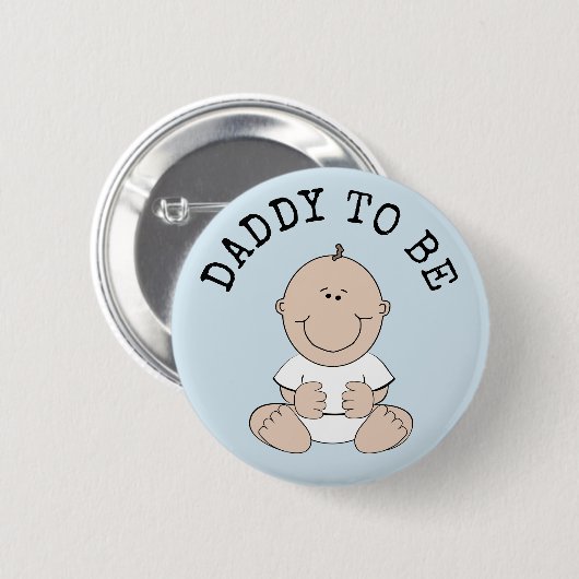 Badge Rond 5 Cm Bouton Bleu papa à Baby shower (Devant & derrière)