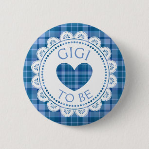 Badge Rond 5 Cm Bouton bleu Plaid Gigi to Be