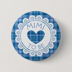 Badge Rond 5 Cm Bouton bleu Plaid Mimi to Be