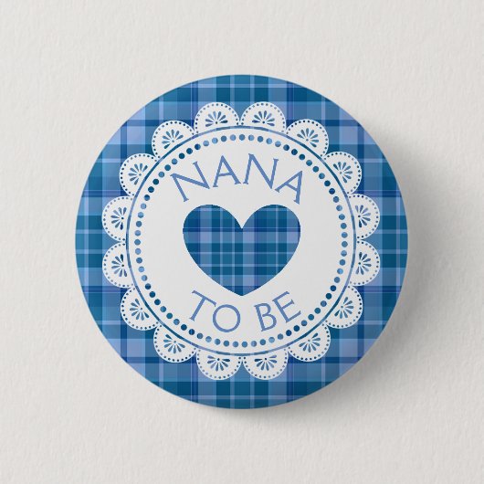 Badge Rond 5 Cm Bouton Bleu Plaid Nana to Be (Devant)