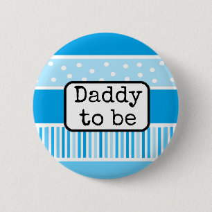 Badge Rond 5 Cm Bouton bleu Polka Dot papa pour être Baby shower