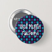 Badge Rond 5 Cm Bouton bleu/pourpre d'échecs (Devant & derrière)