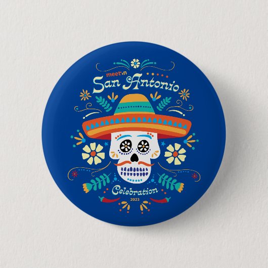 Badge Rond 5 Cm Bouton bleu San Antonio (Devant)