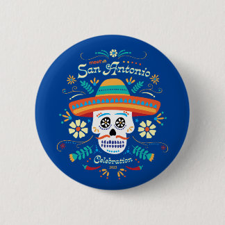 Badge Rond 5 Cm Bouton bleu San Antonio