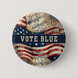 Badge Rond 5 Cm Bouton bleu Vote, épingles d'élection du Parti dém