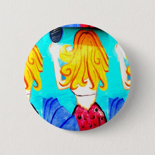 Badge Rond 5 Cm bouton blonde mermaid (Devant)