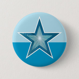 Badge Rond 5 Cm Bouton Blue Star deux tons bleu