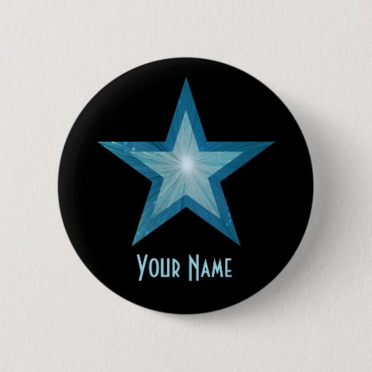 Badge Rond 5 Cm Bouton Blue Star 'Your Name' noir (Devant)