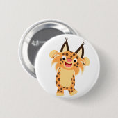 Badge Rond 5 Cm Bouton Bobcat de caricature doux Spunky (Devant & derrière)