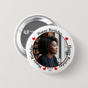 Badge Rond 5 Cm Bouton Bonne Anniversaire Blanc et Noir On T'aime