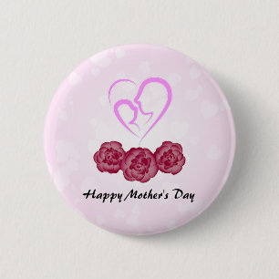 Badge Rond 5 Cm Bouton Bonne Fête des Mères