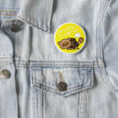Badge Rond 5 Cm Bouton - bouilloire Tanuki - jaune de Ganbare (En situation)