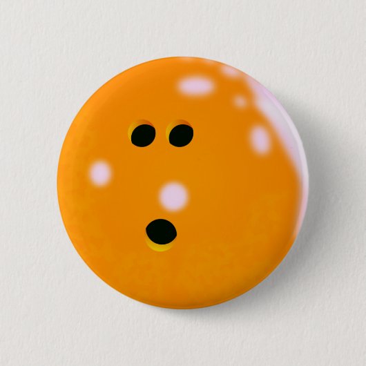 Badge Rond 5 Cm Bouton Boule de Bowling (orange) (Devant)
