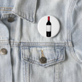 Badge Rond 5 Cm Bouton Bouteille de vin (Étiquette blanc) (En situation)