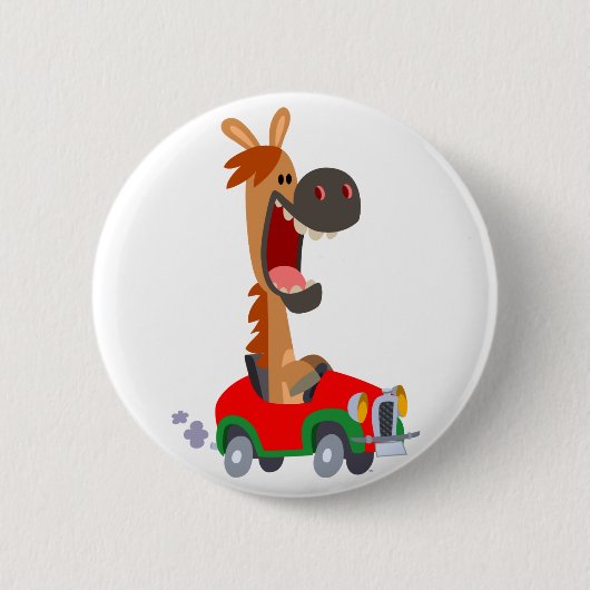Badge Rond 5 Cm Bouton Bouton joli Motorisé Cheval de dessin (Devant)