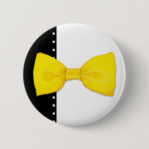 Badge Rond 5 Cm Bouton Bowtie au citron