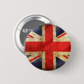 Badge Rond 5 Cm Bouton britannique grunge de drapeau centré (Devant & derrière)