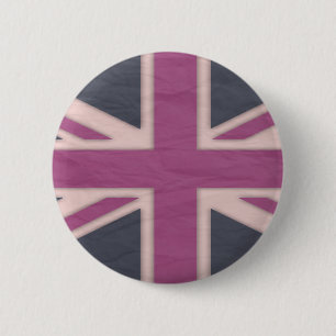 Badge Rond 5 Cm Bouton britannique rose classique