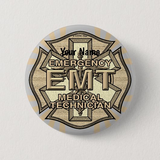 Badge Rond 5 Cm Bouton broche EMT Maltese (Devant)