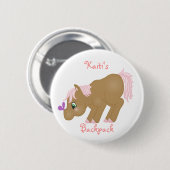 Badge Rond 5 Cm Bouton Brown de poney (Devant & derrière)