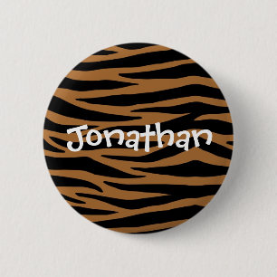 Badge Rond 5 Cm Bouton Brown Zebra Stripes