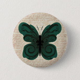 Badge Rond 5 Cm Bouton brûlé de papillon