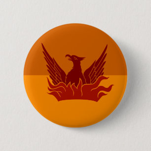Badge Rond 5 Cm Bouton Brûlé Orange San Francisco Fog & Gold Fla