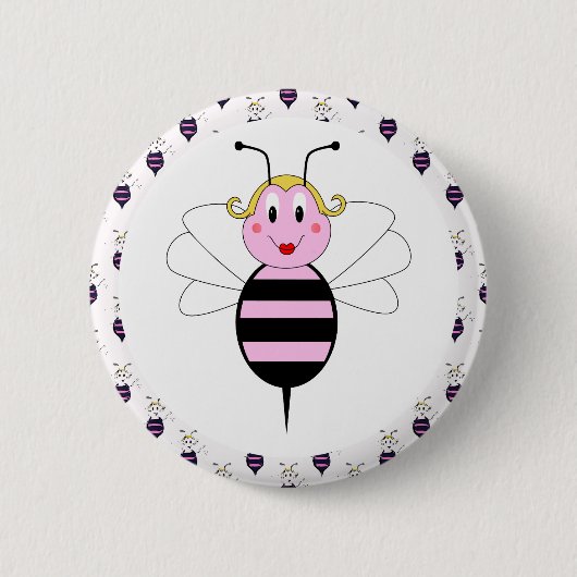 Badge Rond 5 Cm Bouton Bumble Bee BarBee (Devant)