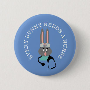 Badge Rond 5 Cm Bouton Bunny Bunny Stethoscope de l'infirmière am