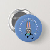 Badge Rond 5 Cm Bouton Bunny Bunny Stethoscope de l'infirmière amu (Devant & derrière)
