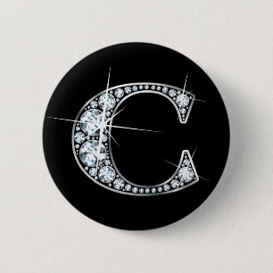 Badge Rond 5 Cm Bouton "C" à bille de diamant
