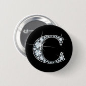 Badge Rond 5 Cm Bouton "C" à bille de diamant (Devant & derrière)