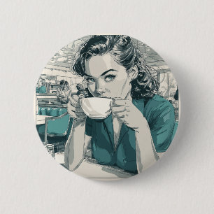 Badge Rond 5 Cm Bouton café