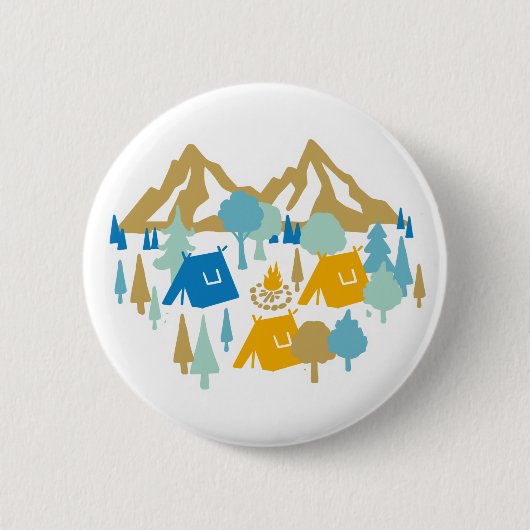 Badge Rond 5 Cm Bouton Camping Forêt d'été (Devant)